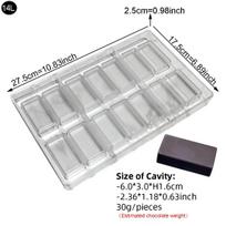 Dubai Chocolate Bar Molds Polycarbonate Candy Confectionery Baking Pastry Tools Utensils