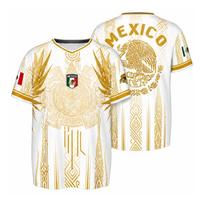 Kids Short Sleeve T-Shirt with Mexico Letter Print for Casual Summer Wear 100 smėlis