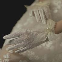 Flexible Accessories Women Pearls Wedding Lace Bow Gloves Bridal Mittens Ruffle White Gloves