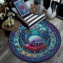 Underwater Kingdom Round Area Rug Under Office Chairs Bedroom Living Room Home Decor 80cm x 80cm