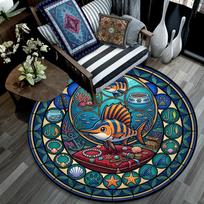 Ocean Treasures Jewels Round Area Rug Under Office Chairs Bedroom Living Room Home Decor 80cm x 80cm