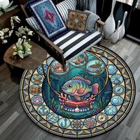 Underwater Adventure Round Area Rug Under Office Chairs Bedroom Living Room Home Decor 80cm x 80cm