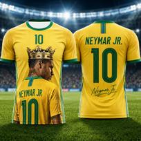 Neymar commemorative edition 3D printed jersey, a breathable summer fan shirt, suitable for outdoor sports, football, and everyday activities. S geltona