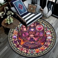 Devilish Glass Fantasy Round Area Rug Under Office Chairs Bedroom Living Room Home Decor 80cm x 80cm