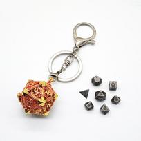 1 Set DND Hollow Metal Dice Keyring 20-sided Polyhedral Dice Keychain  Birthday Gift Style 8