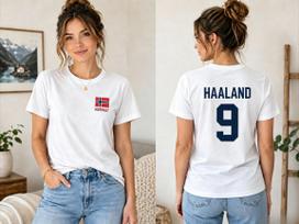 Unisex Medvilniniai Futbolo Gerbėjo Marškinėliai, 2026 Erling Haaland Norvegija Nr.9 Dvipusis Spaudas Nacionalinės Vėliavos Grafika Streetwear Marškinėliai M brown