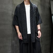 Chinese Style Short Sleeve Cardigan Kimono Traditional Taoist Robe Shawl Coat Casual Loose Open Front Windbreaker Outerwear 2XL juoda