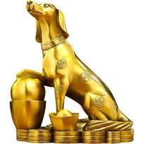 Aris & Juno Brass Fortune Dog Feng Shui Statue – Chinese Wealth & Good Luck Figurine for Entryway, Home Office Desk or Shelf Decor, Gift for Boss,
