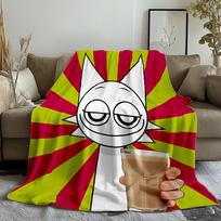 Game Cartoon S-Sprunki I-Incredibox Printed Blanket Plush Nap Sofa rug for Living Room Office Bedroom Birthday Home Travel Kid Size: 75*100cm, Weight: 230 GSM
