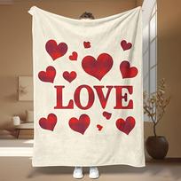 VIKAMA Love Flannel Throw Blanket Soft and Warm Couple's Living Room Relaxation Blanket Valentine's Day Decor Size: 75*100cm, Weight: 230 GSM red