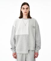 Moz Moz Reverse Asymmetrical Cut Terry Heavy Brushed Sweatshirt Melange 1