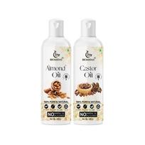 Biomidas 100% Pure Almond Oil 100ML & Castor Oil 100ML Combo For Rapid Hair Growth, Anti Hair Fall, Split Ends & Promotes Softer & Shinier Hair (Pa