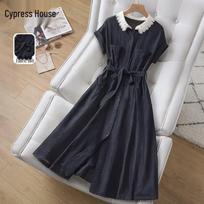 Women's Summer Tencel Lace Color-Block A-Line Dress XL