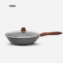 KONKA 30cm Maifan Stone Non-Stick Wok with Glass Lid