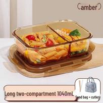 Glass Microwave-Safe Divided Bento Lunch Box