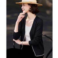 Women's Wool-Blend Lace-Trim Knitted Cardigan M