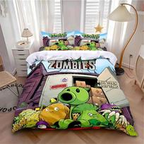 2026 NEW Game Plants Vs Zombie Cute Cartoon Pillowcase Quilt Cover Anime PVZ Sunflower Peashooter Set Bedding Birthday Gift 200x200cm