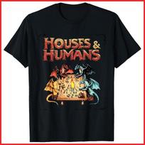 Houses And Humans DnD Retro 90s Gaming D20 Black Cotton T-Shirt S-5XL XXXXL