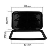 1PCS Boat ABS Deck Access Hatch Cover 606x353mm 180 Degree Lid Hinge Boat Deck Hatch Anti-UV Non-Skid Inspection Black 606x353mm