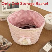 Sweetheart Lace Cylinder Storage Bin With Soft Cotton Material For Desk And Travel Use Style A