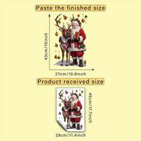1pc 2D Flat Self Adhesive Removable Double Sided Christmas Window Clings Santa Reindeer Holly Snow Globe PVC DIY Decoration 43cm x27cm 15x10.6in