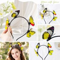 Butterfly Wide Headband for Women High Hair Accessory Spring Summer Cute One Size geltona