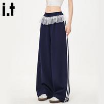:CHOCOOLATEit Lace Patchwork Wide-Leg Casual Pants XL