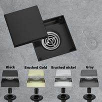 HIDEEP Tile Insert Bathroom Shower Anti-odor Drains 4 Inches Square Black/Brushed Nickel /Brushed Gold/Gray/ Stainless Steel Toi (Gray,Stainless Steel) pilka spalva