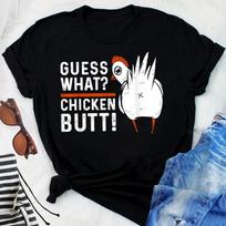 Funny Guess What? Chicken Butt! White Design T-Shirts T-Shirt - Funny Chicken Shirt, Farmer Shirt, Farmer Shirt, Farm Tee 2XL