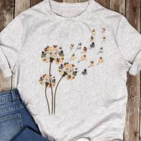 Funny Pug Dandelion T-Shirt: Animal Lover Gift XL