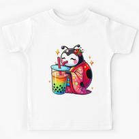 Ladybug Bubble Boba Tea Anime Cute Kawaii Kids T-Shirt 120