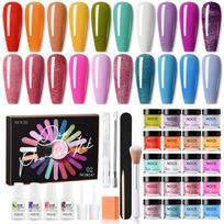NOCIS Nail Dipping Powder Set for Sculpture and Extension - Professional & Home Nail Art, Colored Acrylic Powder, 15 Shades, Long-Lasting 20 color infiltration powder set -02