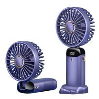 USB Handheld Mini Fan Foldable Portable Neck Hanging Fans 5 Speed Rechargeable Fan with Phone Stand mėlyna