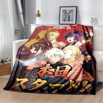 Hell's Paradise Gabimaru Sagiri Red Splash Print Flannel Throw Blanket Soft Plush Blanket for Sofa Bed Anime Fans Home Decor Gift 80cm x 120cm