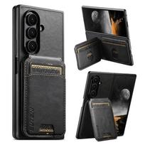 For Samsung Galaxy Z Fold7 Suteni H02 Leather Wallet Stand Back Phone Case(Black) Opp Bag juoda