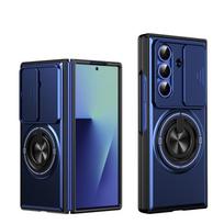 Protective Case for Samsung Galaxy Z Fold7 5G Lens Sliding Window Multifunctional Magnetic Shockproof Phone Case for Samsung Galaxy Z Fold7 5G&Opp Bag mėlyna