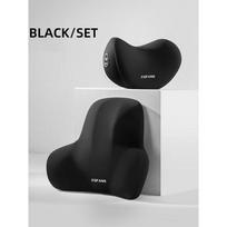 Breathable Memory Foam Car Seat Cushion Luxury Neck Rest Headrest Lumbar Support Pillow Cotton Material Back Massage Universal Neck Cushion&Waist Cushion&as picture