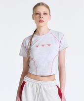 Golla W Stitch Point T-Shirts [Light Gray] Light Gray/Free