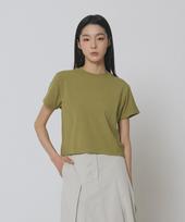 Express Holiday Curved Crop T-Shirt_Olive Beige/Os