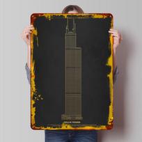 Willis Tower Gold Metal Poster Customized Wall Art Retro Vintage Tinplate Signs for Office Decor Decoration At Home Coffee Bar 20X30CM