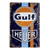 Gulf Heuer Retro Metal Sign Man Cave Wall Art Collectible Automotive Decor 20X30CM gray