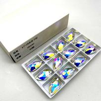 Original Crystal 60 Pcs 17X28mm Tear Drop Flat Back Crystal AB Sew-On Crystal Strass Sew on Rhinestone for Bags Garments Shoes 60 pcs&17*28MM