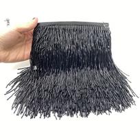 Super Dense Crystal Fringe Beads Lace Fabric Beaded Tassel Fringe Glass Trimming for Dance Fringe Dress