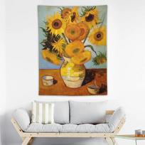 Van Gogh Sunflowers Tapestry, Classic Oil Painting Wall Hanging for Living Room Bedroom Dorm Decor 100X70CM gray
