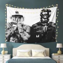 Hip Hop Tapestry Street Style Tattoo Gangster Wall Hanging for Bedroom Living Room Dorm Aesthetic Home Decor 100X70CM