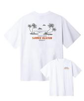 B Mighty Palm Tree Oversized Short Sleeve T-Shirt [White] (B Type) Grey/L