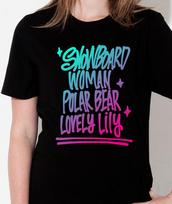 Doldol Lily-Tshirts-20 Lovely Lily Female Polar Bear Snowboarder Extreme Character Graphic Design T-Shirt Tee Black/S