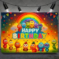 Cartoon Bichi Rainbow Ant Friends Boys Girls 1st Birthday Party Decoration Baby Shower Photography Background Studios Props 150x100