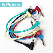 Spalvingi gitaros efekto pedalo laidai Instrumentų garso laidai Pataisymo laidas 21 cm ilgis 1/4 colio dešiniojo kampo TS kištukas 6 vnt / pakuotė Pack of 6 įvairiaspalvis