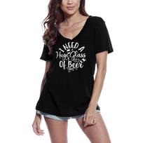ULTRABASIC Women's T-Shirt I Need a Huge Glass of Beer - Funny Short Sleeve Tee Shirt XL juoda